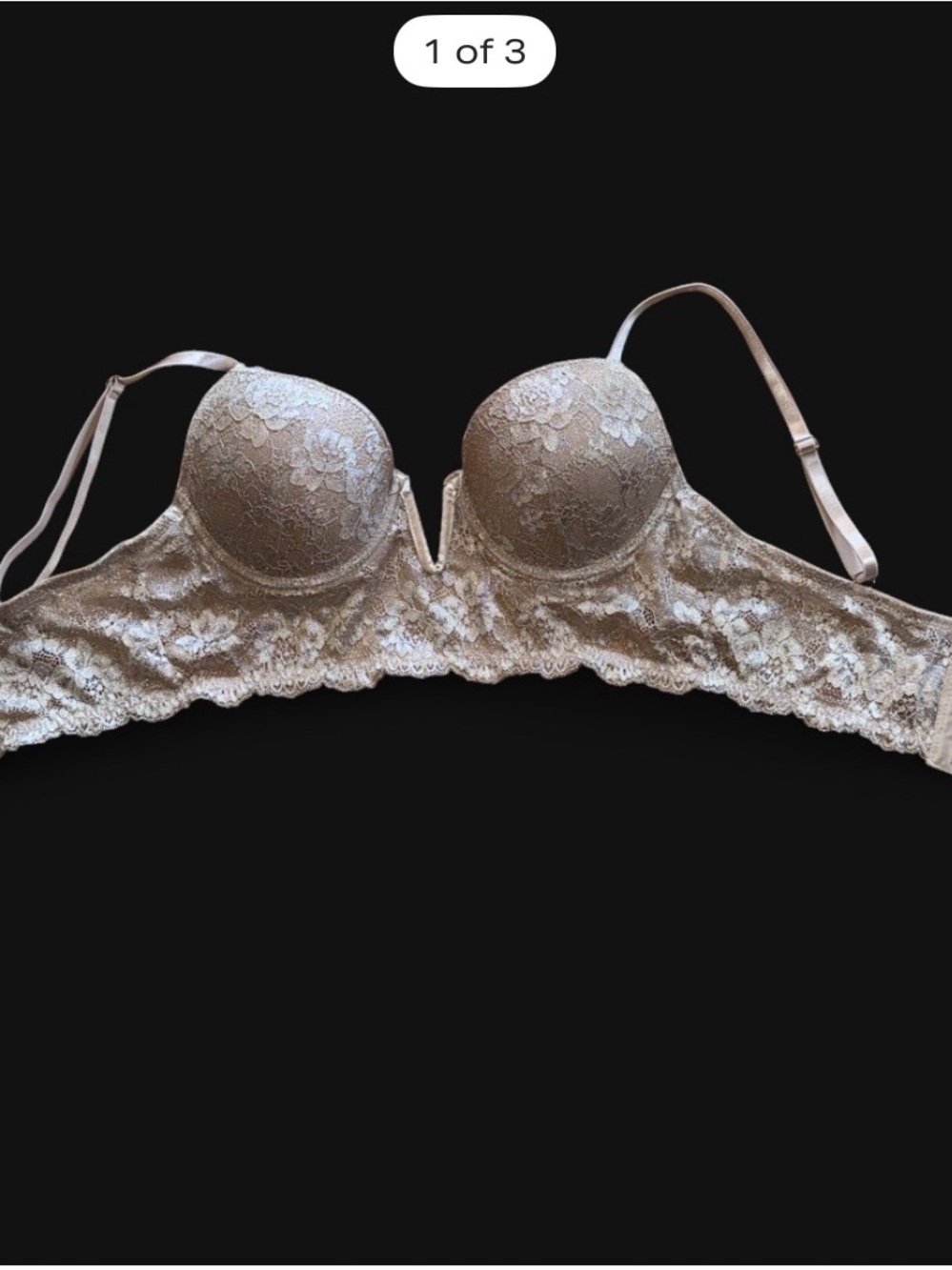 Forever 21 Lace Longline Push-Up Bra in Champagne